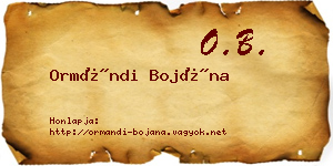 Ormándi Bojána névjegykártya